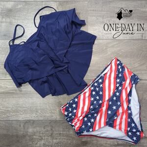 CharmLeaks Flounce High Waist Bikini Swimsuit Size XL